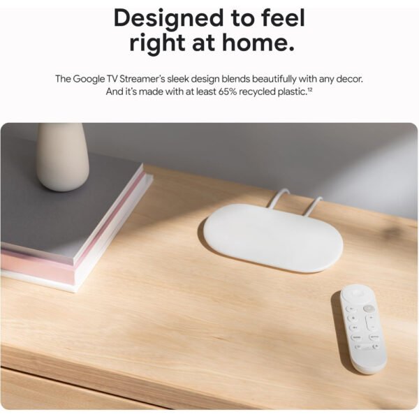 Google TV Streamer 4K - Fast Streaming Entertainment With Voice Search Remote - Watch Movies, Shows, Live TV, and Netflix in 4K HDR - Smart Home Control - 32 GB Storage - Porcelain - Image 2