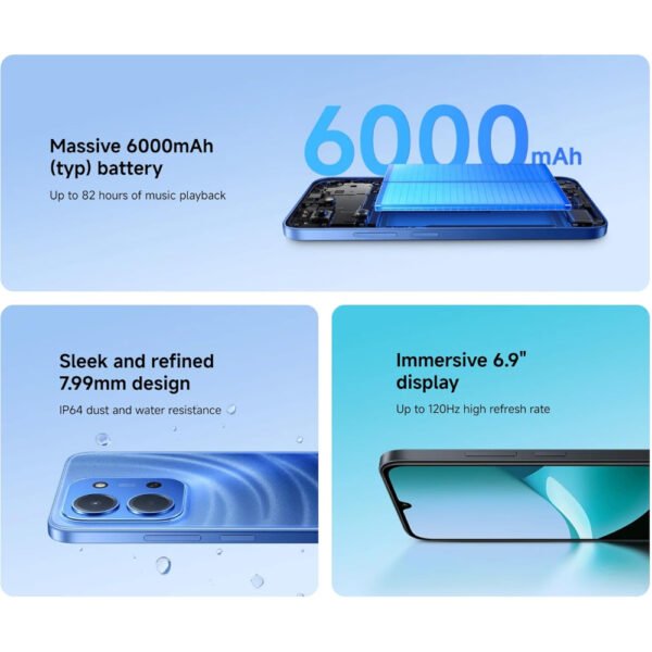 Redmi 15C 6GB+128GB Midnight Black – huge 6.9" 120Hz display, massive 6000mAh battery, 33W fast charging, 50MP AI camera. - Image 6