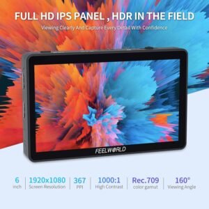 FEELWORLD F6 Plus V2 6 inch DSLR Camera Field Touch Screen Monitor with HDR 3D Lut Small Full HD 1920x1080 IPS Video Peaking Focus Assist 4K HDMI 8.4V DC Input Output Include Tilt Arm - Image 4