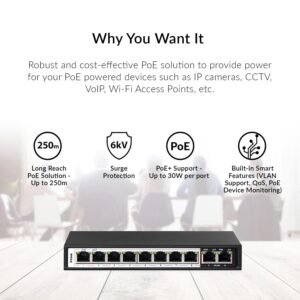 D-Link DGS-F1010P-E | 10-Port Gigabit PoE+ Switch, 8 PoE+ Ports, 2 Uplink Ports, 250m - Image 5