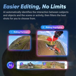 Insta360 X4 Standard Bundle - Waterproof 8K 360 Action Camera, 4K Wide-Angle Video, Invisible Selfie Stick Effect, Removable Lens Guards, 135 Min Battery Life, AI Editing, Stabilization - Image 7