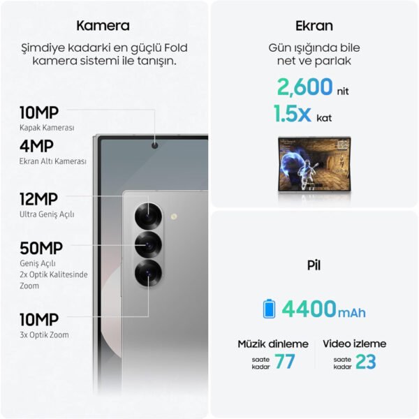 SAMSUNG Galaxy Z Fold 6 AI Smartphone, 7.6" QXGA+ 120 Hz AMOLED 2X Display, Octa-Core CPU, 12GB RAM, 256GB Storage, UAE Version, Dual-SIM, 5G Network, 4400mAh, - Image 4