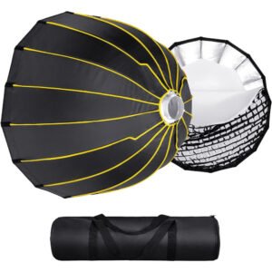 NiceFoto Parabolic Softbox 35.4 inches/ 90cm Professional Quick Set-up Deep Soft Box with Grid and Bowen Mount for Studio Flash LED Light Photography