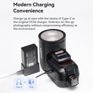 GODOX V1 PRO N 2.4G Wireless Camera Flash 1/8000s HSS 1.3s Recycle Time with M/TTL Flash Mode with Detachable Sub Flash Speedlite Compatible with Nikon Cameras + Godox AK-R1 Pocket Flash Light Access - Image 3