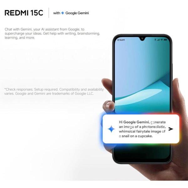 Redmi 15C 6GB+128GB Midnight Black – huge 6.9" 120Hz display, massive 6000mAh battery, 33W fast charging, 50MP AI camera. - Image 8