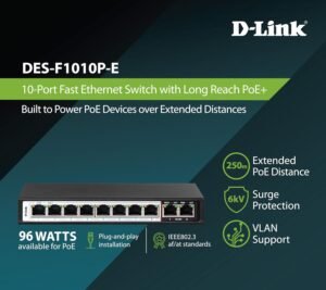 D-Link DGS-F1010P-E | 10-Port Gigabit PoE+ Switch, 8 PoE+ Ports, 2 Uplink Ports, 250m - Image 4