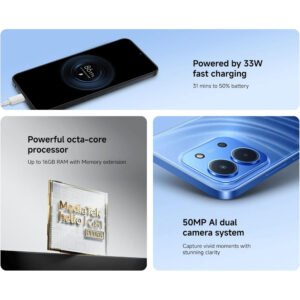 Redmi 15C 6GB+128GB Midnight Black – huge 6.9" 120Hz display, massive 6000mAh battery, 33W fast charging, 50MP AI camera. - Image 7