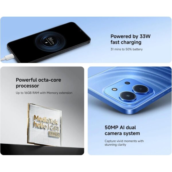 Redmi 15C 6GB+128GB Midnight Black – huge 6.9" 120Hz display, massive 6000mAh battery, 33W fast charging, 50MP AI camera. - Image 7