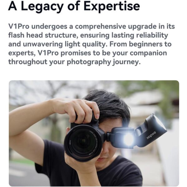 GODOX V1 PRO N 2.4G Wireless Camera Flash 1/8000s HSS 1.3s Recycle Time with M/TTL Flash Mode with Detachable Sub Flash Speedlite Compatible with Nikon Cameras + Godox AK-R1 Pocket Flash Light Access - Image 7