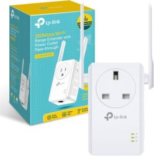 TP-LINK TL-WA860RE 300Mbps Universal Plug-in Wi-Fi Range Extender/ Booster (External Antennas and Integrated Pass-Through