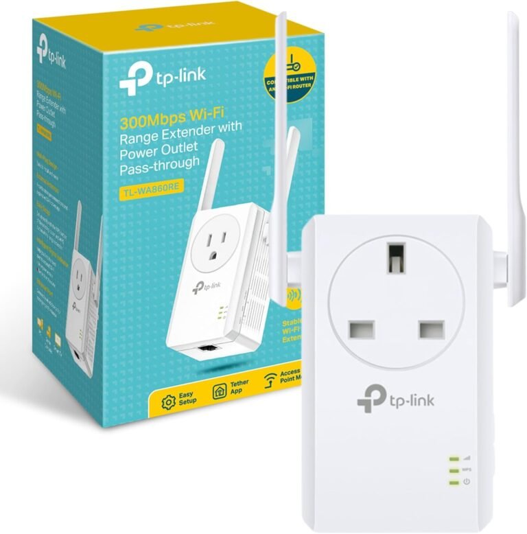 TP-LINK TL-WA860RE 300Mbps Universal Plug-in Wi-Fi Range Extender/ Booster (External Antennas and Integrated Pass-Through