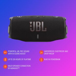 JBL Charge 6 - Portable Waterproof & Drop-Proof Bluetooth Speaker, Bold Pro Sound with AI Sound Boost, 28Hrs of Playtime, Built-in powerbank & Comes with a Sturdy/Removable Carrying Strap (Sand) - Image 7