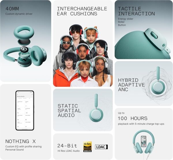 CMF by Nothing Headphone Pro Active Noise Canceling Wireless Headphones Bluetooth 5.4 Over The Ear Headset, 50H ANC Playtime, Bass&Treble Slider, Custom EQ&Spatial Audio, Hi-Res LDAC - Image 7