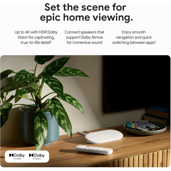 Google TV Streamer 4K - Fast Streaming Entertainment With Voice Search Remote - Watch Movies, Shows, Live TV, and Netflix in 4K HDR - Smart Home Control - 32 GB Storage - Porcelain - Image 9