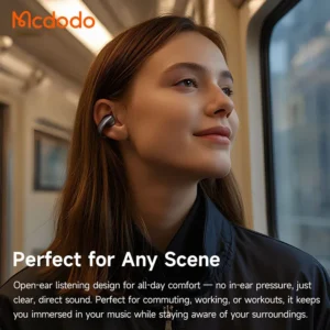 Mcdodo Hp 8160 Air O3 Clip On Open Ear Earbud Led Battery Display, Bluetooth 5.4, Up To 24h Listening Time With Charging Case Black - Image 4
