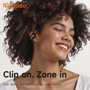 Mcdodo Hp 8160 Air O3 Clip On Open Ear Earbud Led Battery Display, Bluetooth 5.4, Up To 24h Listening Time With Charging Case Black - Image 3