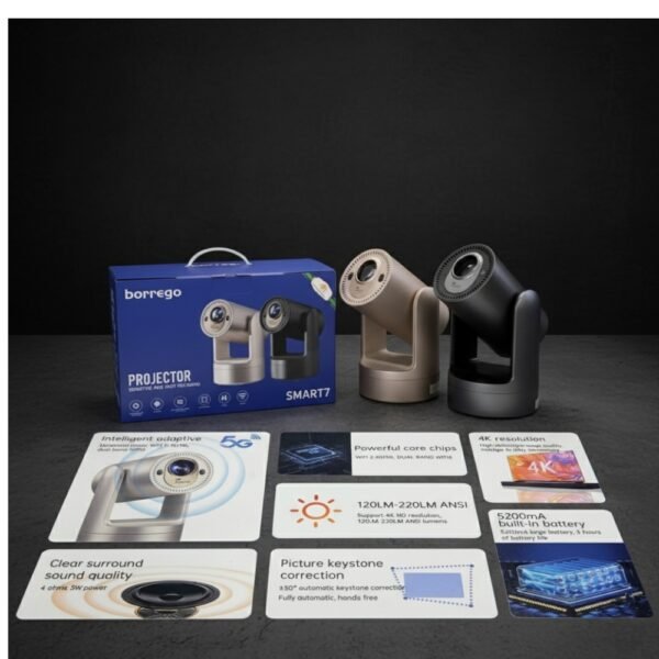 Borrego Smart 7 Projector: HD Smart Android LED Projector - Image 4