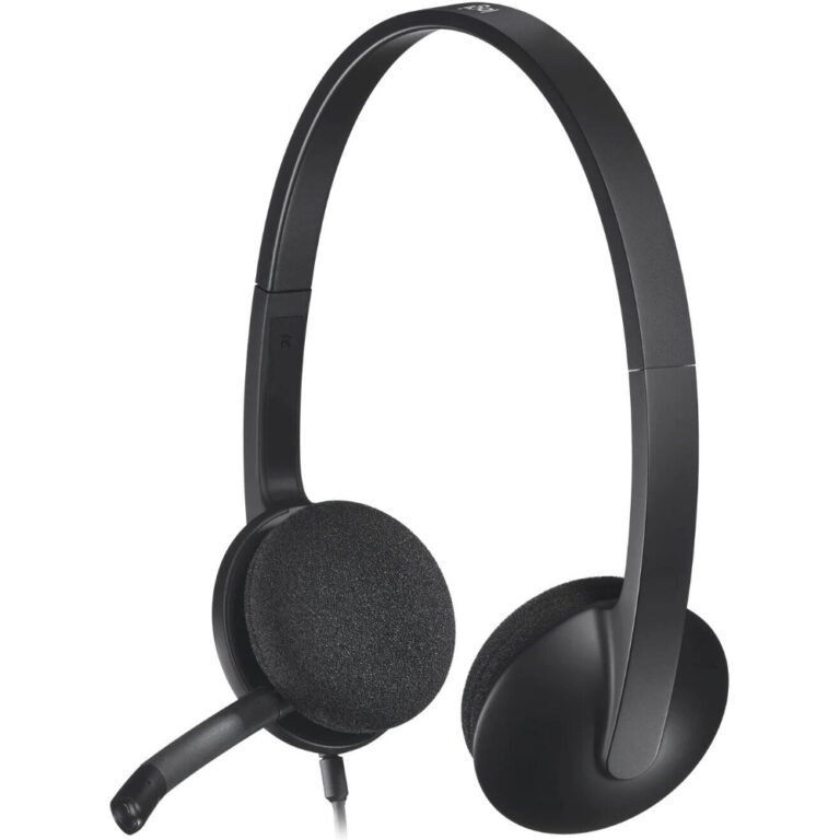 Logitech H340 USB Headset, Plug And Play, Noise Cancelling Microphone, USB Type A, Adjustable Headband, Black