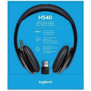 Logitech H540 USB Headset, With Noise-Cancelling Mic, Wired Connectivity, 18 Hours Battery Life, High Definition Sound Quality, On Ear Controls, Black - Image 6