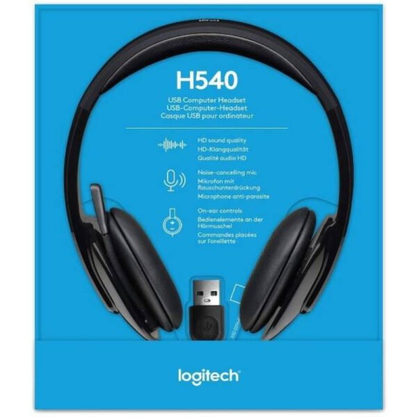 Logitech H540 USB Headset, With Noise-Cancelling Mic, Wired Connectivity, 18 Hours Battery Life, High Definition Sound Quality, On Ear Controls, Black - Image 6