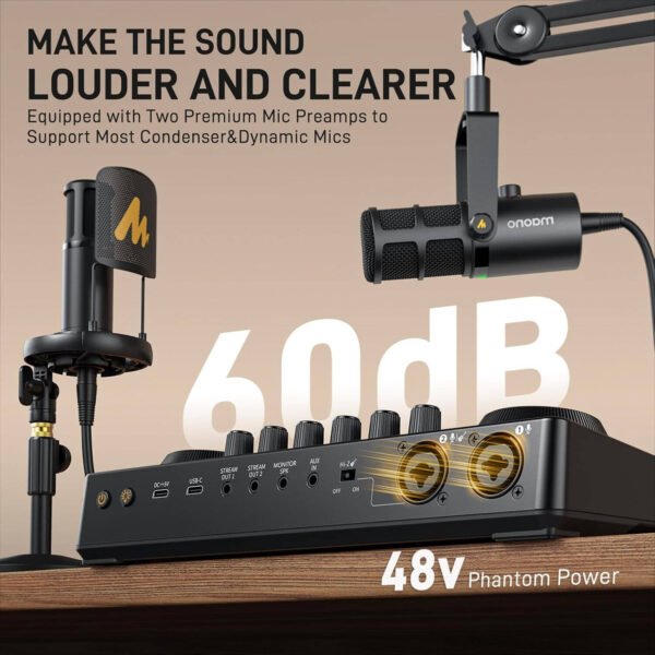 MAONOCASTER MaonoCaster E2 Gen2 AME2 Audio Interface & Podcast Equipment, Built-in quality pre-amps, Personalized Podcasting Atmosphere, Bluetooth 4.2, 2000mAh Battery - Image 7