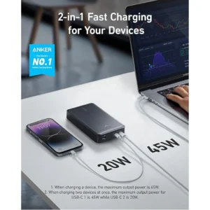 Anker 24,000mAh Power Bank, 24,000mAh Portable Charger 65W Battery Pack (PowerCore 24K for Laptop), for MacBook Pro, iPad Pro, iPhone 15/15 Plus/15 Pro/15 Pro Max, iPhone 14 Pro, Apple Watch Series 5 - Image 5