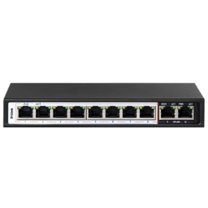D-Link DGS-F1010P-E | 10-Port Gigabit PoE+ Switch, 8 PoE+ Ports, 2 Uplink Ports, 250m