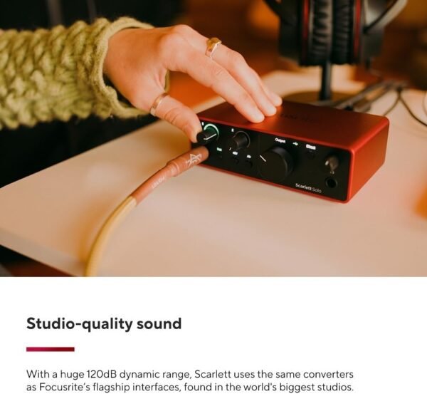 Focusrite Scarlett Solo 4th Gen USB Audio Interface, for the Guitarist, Vocalist, or Producer High-Fidelity, Studio Quality Recording, and All the Software You Need to Record - Image 5