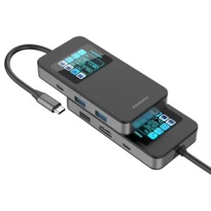 Porodo 6-In-1 Multi-Port USB-C Hub with Smart Digital Display - Gray - Image 3