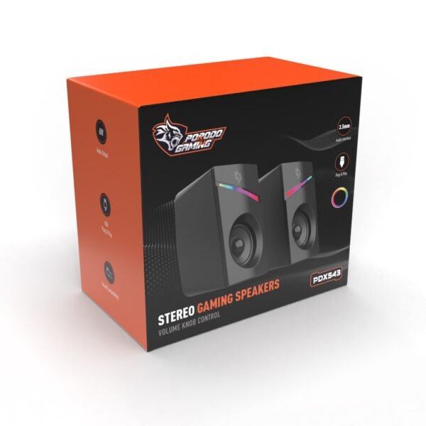 Porodo Gaming Stereo Speakers Volume Knob Control For Computers - Image 9