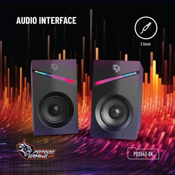 Porodo Gaming Stereo Speakers Volume Knob Control For Computers - Image 2