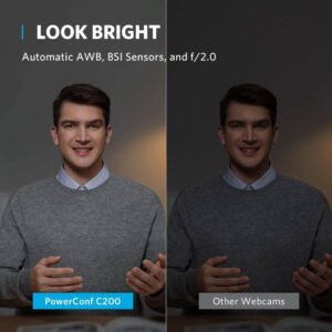 Anker PowerConf C200 2K Webcam for PC/Laptop/Mac, Computer Camera, Low-Light Correction, AI-Noise Canceling Mics, Adjustable Field of View, Built-in Privacy Cover, Stereo Mics, for Meeting - Image 5