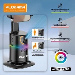 Plokama AUTO-A20 Pro Gimbal Auto Face Tracking 360 Smart Shooting Gimbal with – 2 Lights - Image 10