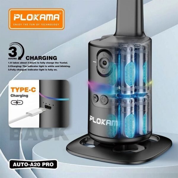 Plokama AUTO-A20 Pro Gimbal Auto Face Tracking 360 Smart Shooting Gimbal with – 2 Lights - Image 7