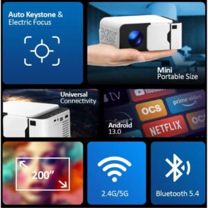 Borrego Smart 6 5000 Lumens Portable Mini Video Android HD Projector,support 1080p 4K Pocket Cellphone TV Multimedia Movie Game Projector - Image 5