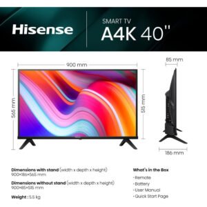 Hisense 40A4K TV 101,6 cm (40") Full HD Smart TV Wifi Noir, Operating System VIDAA - Image 3
