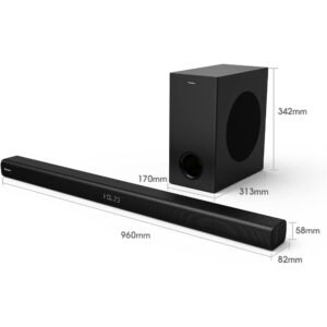 Hisense - HS218, Soundbar 2.1 ch, 200 W, Dolby Digital Audio, Bluetooth, HDMI ARC/Optical/Aux/USB, 3 Audio Mode - Image 3