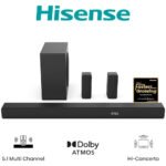 Hisense AX5100Q, 5.1 CH Soundbar,Hi-Concerto,Dolby Atmos, DTS:X, Semi wireless rear surround speakers,6.5" wireless subwoofer, EzPlay