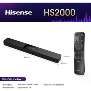 Hisense HS2000, 2.1 CH Soundbar, Visual built-in subwoofer, 240W max audio power,Dolby Audio, DTS Virtual:X, TV Mode, EzPlay - Image 3