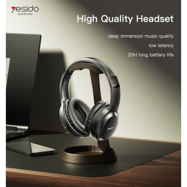 Over-Ear Handfree Stereo Wireless Headphones with Mic – High-Fidelity Studio Sound - Black - Image 2