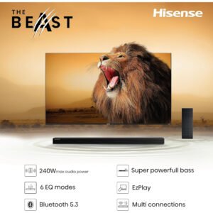 Hisense HS2100 2.1 Ch 240W Sound Bar with Wireless Subwoofer - DTS Virtual X, Dolby Audio, Ezplay, 6 EQ Modes, HDMI ARC, Bluetooth 5.3 - Image 7