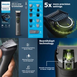 Philips Multigroom Series 9000, 20-Piece All-in-One Trimmer Set with Storage Pouch, Gray - Image 5
