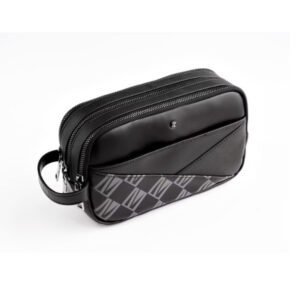 Levelo Poche Pouch with Head-Hang, Genuine Saffiano Leather Material, Multi Pockets, Cable Organizing Pocket - Black - Image 4