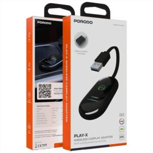 Porodo Play-X Wireless Carplay Adapter with Wi-Fi and Bluetooth Connectivity - Black - Image 4