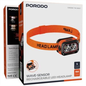 Porodo Wave-Sensor Rechargeable LED Headlamp - Orange - Image 5