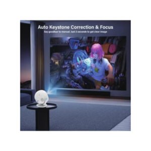 Borrego Smart10 Portable Projector with 360 Degree Rotation 4K Support 220 Lumens Auto Keystone WiFi Bluetooth Built in Apps HDMI and Android 11 Compatibility White - Image 4