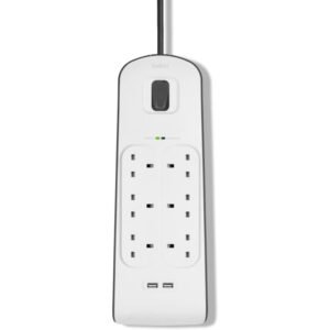 Belkin 6 Way/6 Plug Surge Protection Strip With 2 Meters Cord Length - Heavy Duty Electrical Extension Socket With 2 X 2.4 A Shared Usb Ports - Image 7
