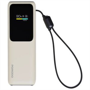 Porodo Smart Display 20000mAh Power Bank with Built-In Type-C Cable - Beige - Image 3