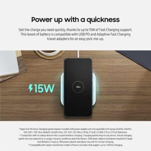 Samsung 15W Wireless Charger Single, Cordless Super Fast Charging Pad for Galaxy Phones and Devices, Compact Design, LED Indicator, USB C Cable Included - Image 4