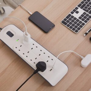 Belkin 8 Way/8 Plug Surge Protection Strip With 2 Meters Cord Length - Heavy Duty Electrical Extension Socket With 2 X 2.4 A Shared USB Ports - Image 4